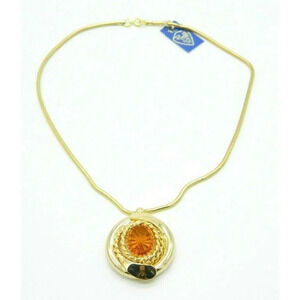 Pcraft Topaz Glass Rhinestone Gold Tone Pendant Ne
